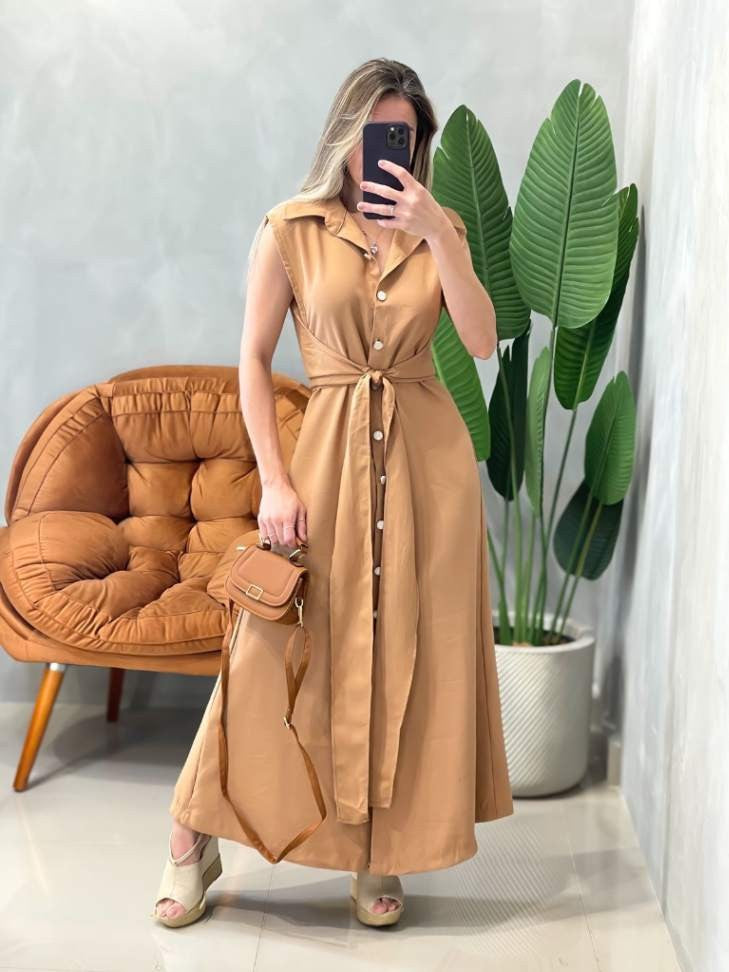 Vestido Longo em Alfaiataria