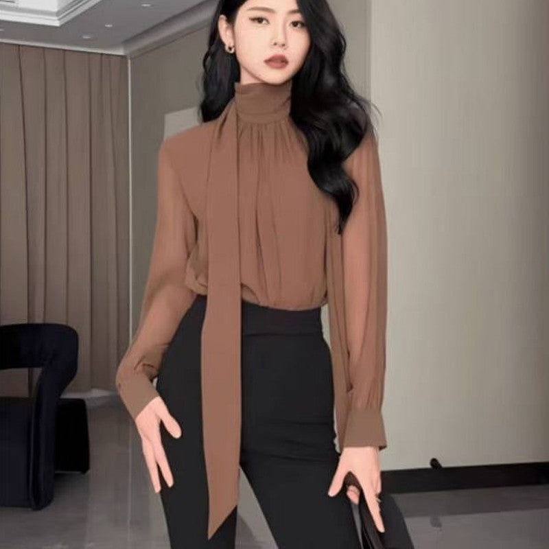 Blusa Chiffon Manga Longa