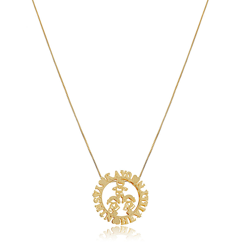 Colar Personalizado Mandala Folheado em Ouro 18K Nome: