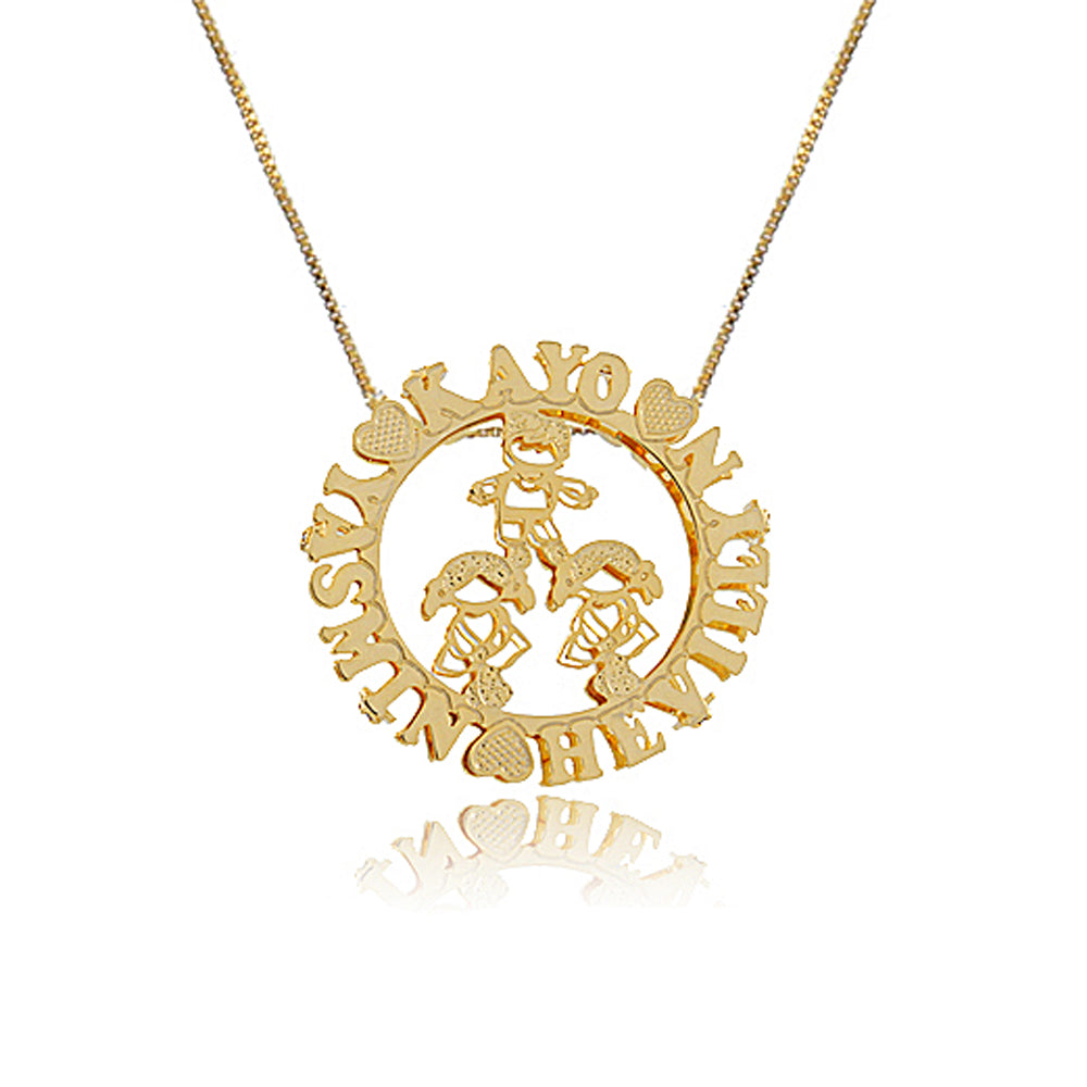 Colar Personalizado Mandala Folheado em Ouro 18K Nome: