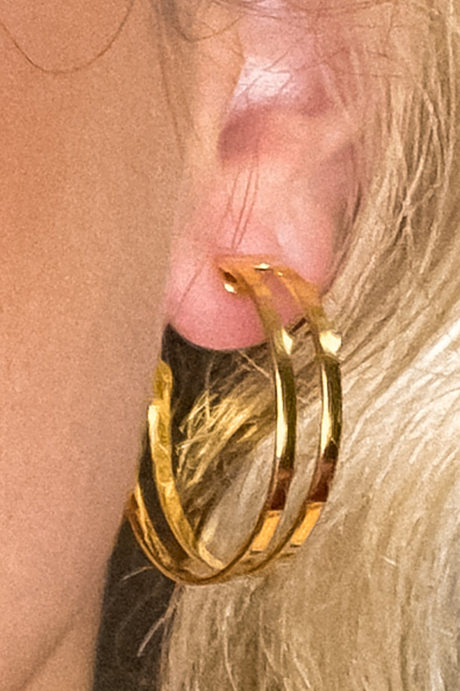 Brinco Argola Media Dupla Vazada