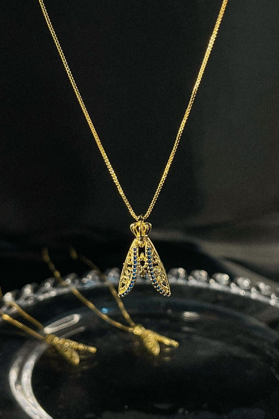 Colar Nossa Senhora Com Zircônias Azuis