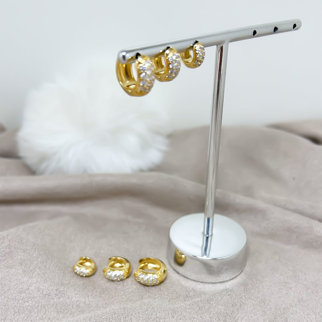 Trio de Brincos de Argolinhas Articuladas