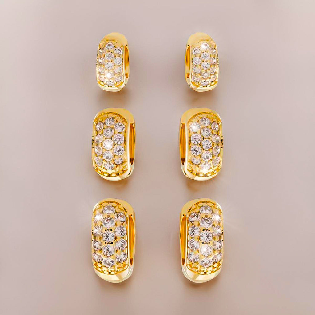 Trio de Brincos de Argolinhas Articuladas