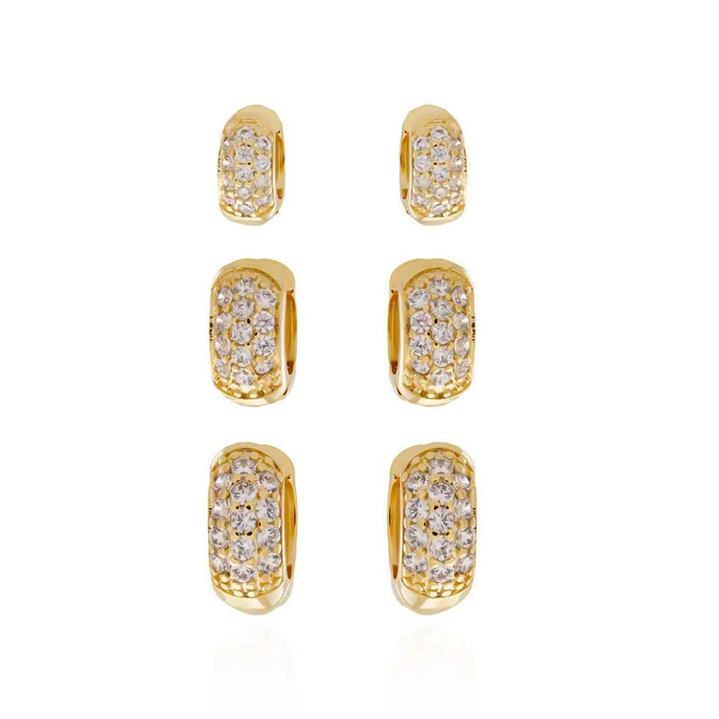 Trio de Brincos de Argolinhas Articuladas