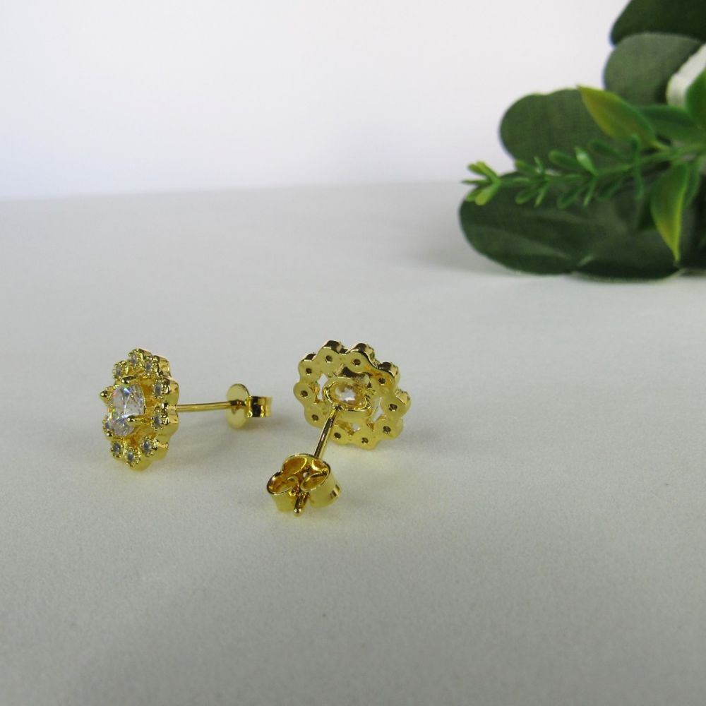 Brinco Flor com Mini Zircônias