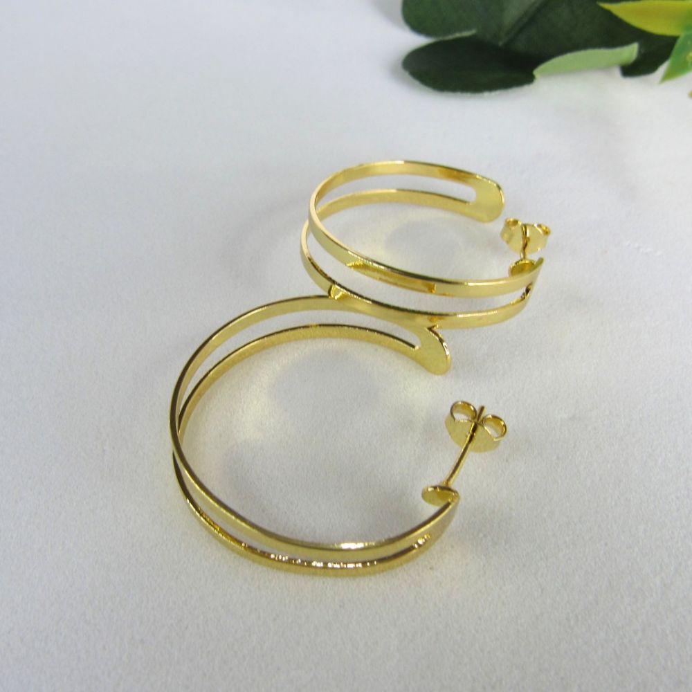 Brinco Argola Media Dupla Vazada