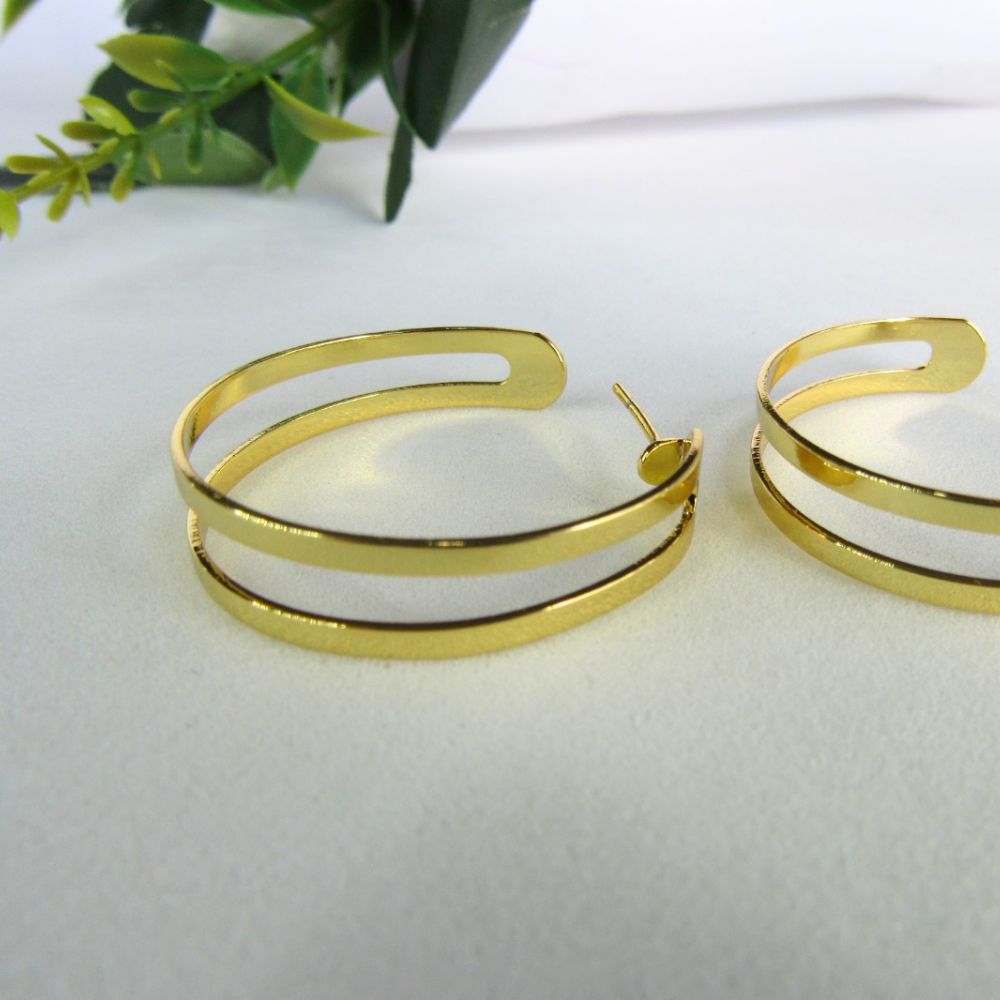 Brinco Argola Media Dupla Vazada