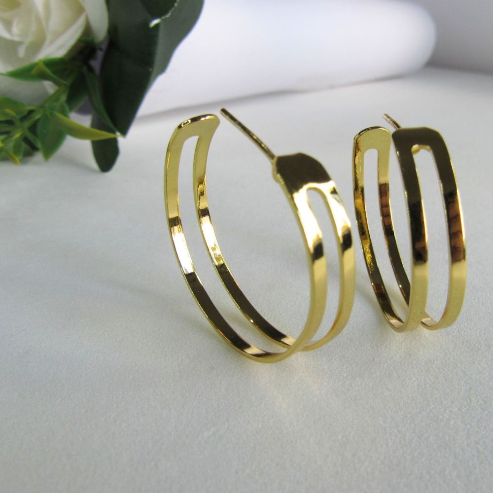 Brinco Argola Media Dupla Vazada