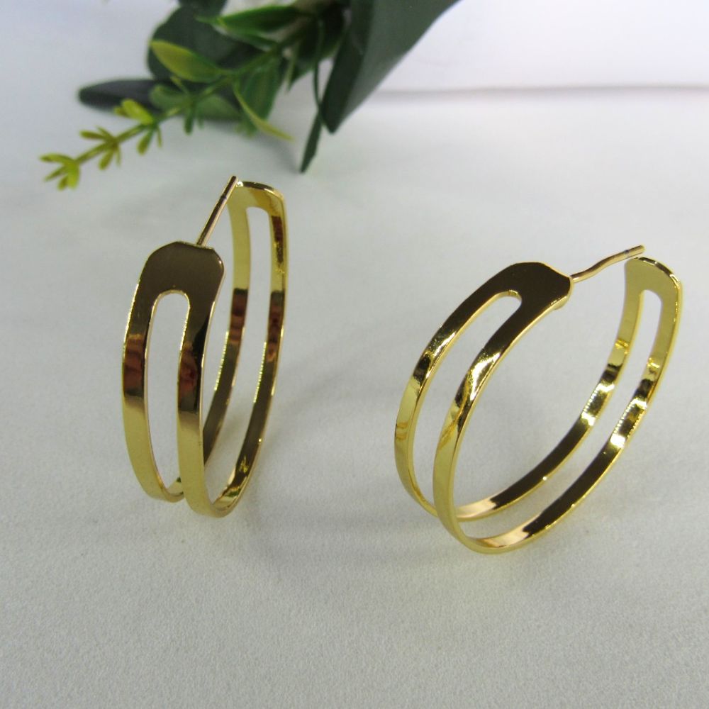 Brinco Argola Media Dupla Vazada