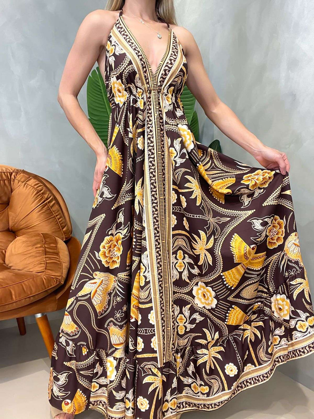 Vestido Longo em Crepinho